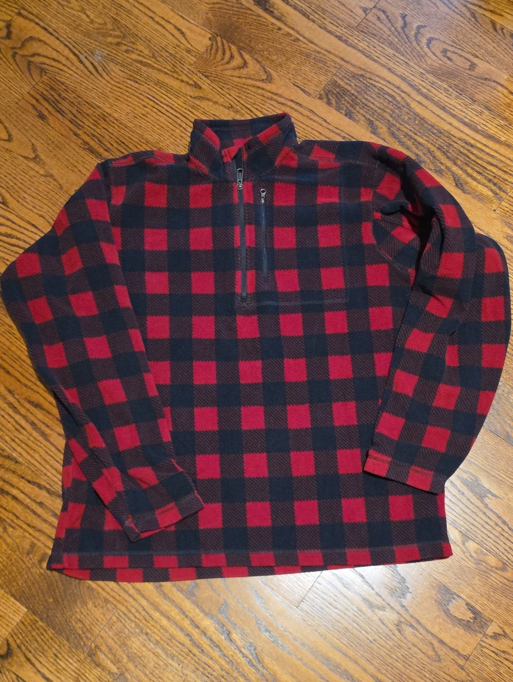 Duluth Trading Co Red and Black Buffalo Plaid Quarter-Zip Pullover